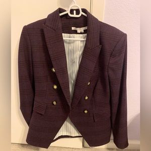 Veronica Beard double-breasted plum plaid blazer